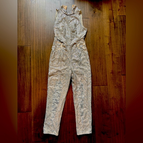 Silver Sleeveless Jumpsuit - Picture 1 of 9